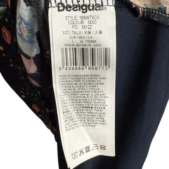 Desigual Size L Embellished Floral‎ V-Neck Blouse Maximalist Dark Fairy Grunge - Picture 9 of 13